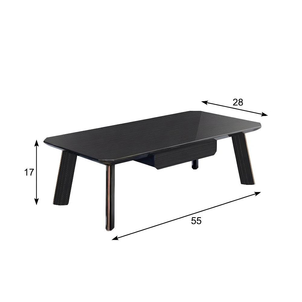 Brown Coffee Table with MDF and Steel Frame Modern Design Sturdy Surface
