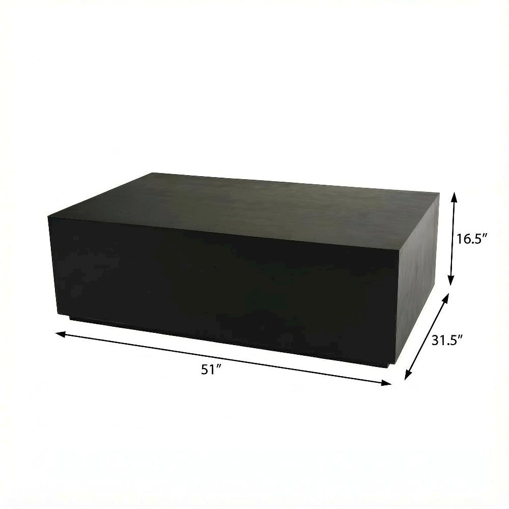 Concrete Coffee Table Black Modern Design Single Piece Durable Surface