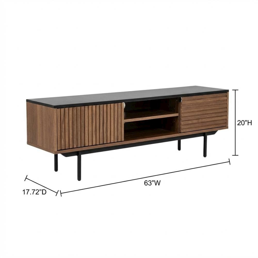Walnut and Grey TV Stand with Modern Design and Engineered Wood Construction