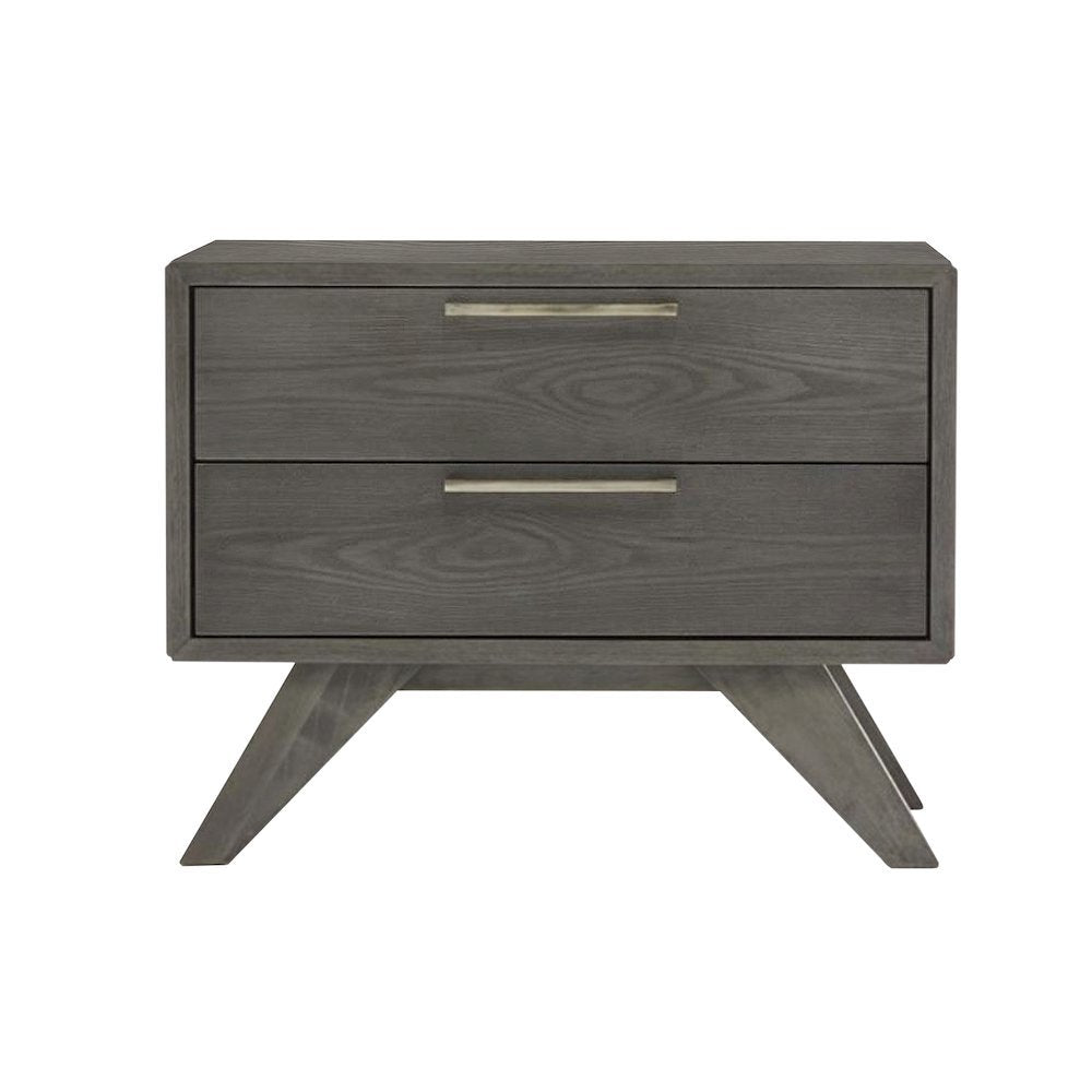 Gray Wash Modern Nightstand With 2 Drawers, Bedside Table With Storage Space