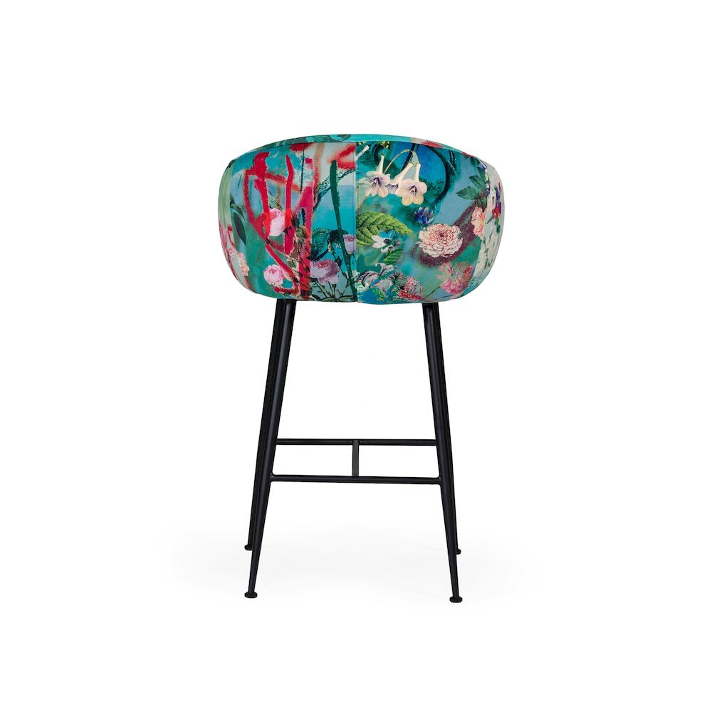 Colorful Counter Height Bar Stool, Unique Velvet Upholstered Modern Stool