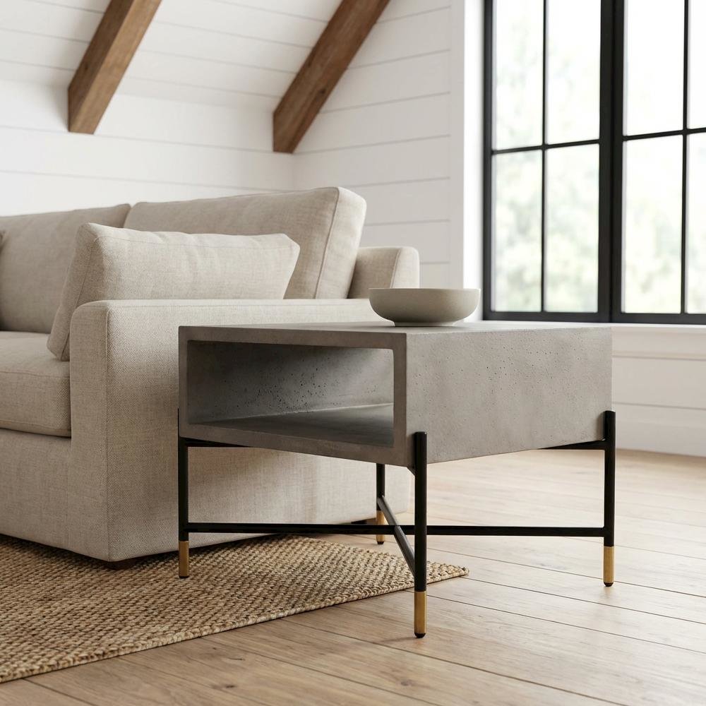 Metal Coffee Table, Modern Durable Frame and Single Piece Design
