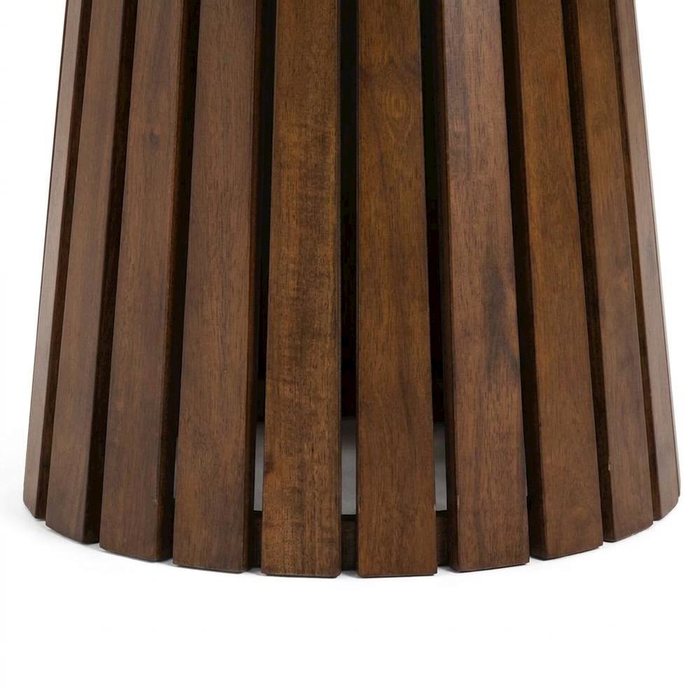 Walnut Veneer Round Dining Table with Rubberwood Pedestal, Seats 6