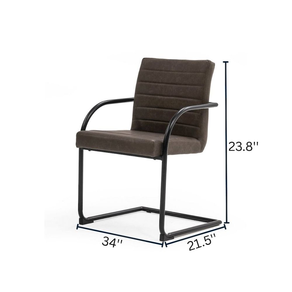 Brown Leatherette Dining Chairs Set Of 2, Modern Dining Chairs With Metal Legs