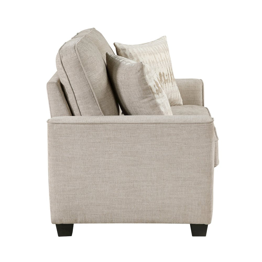 Zander Chenille 2pc Set: Sofa, Love in Taupe
