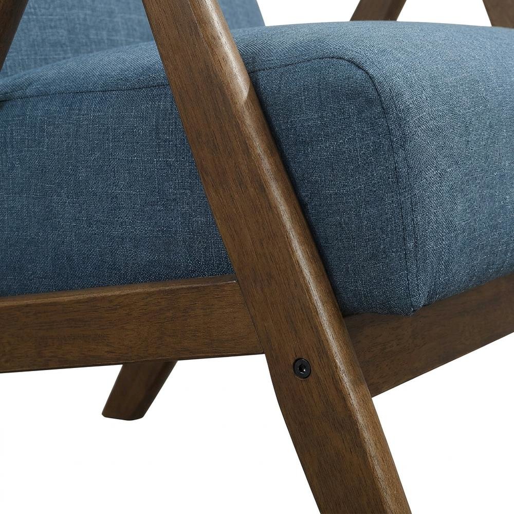 Damala Textured Fabric Upholstered Accent Chair, Mid Century Modern, Blue
