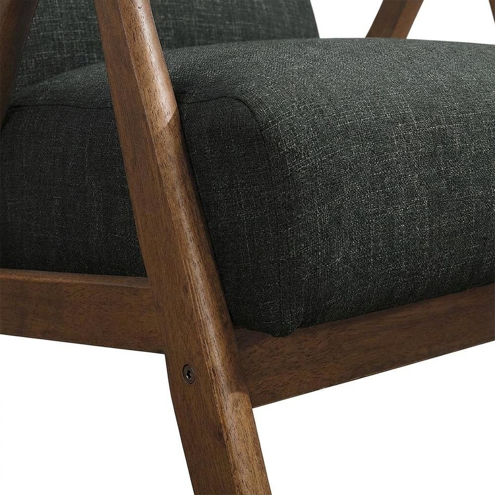 Damala Textured Fabric Accent Chair, Comfy Armchair for Living Room, Dark Gray