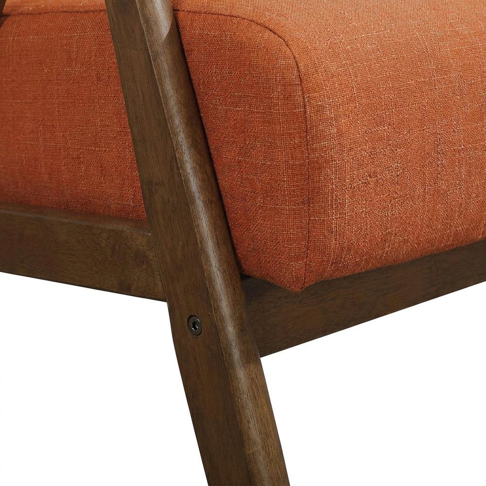 Damala Textured Fabric Upholstered Accent Chair, Mid-Century Modern, Orange