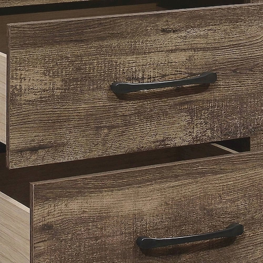 Asian Hardwood Nightstand with Drawer, Bedside Table Night Stand, Rustic Brown