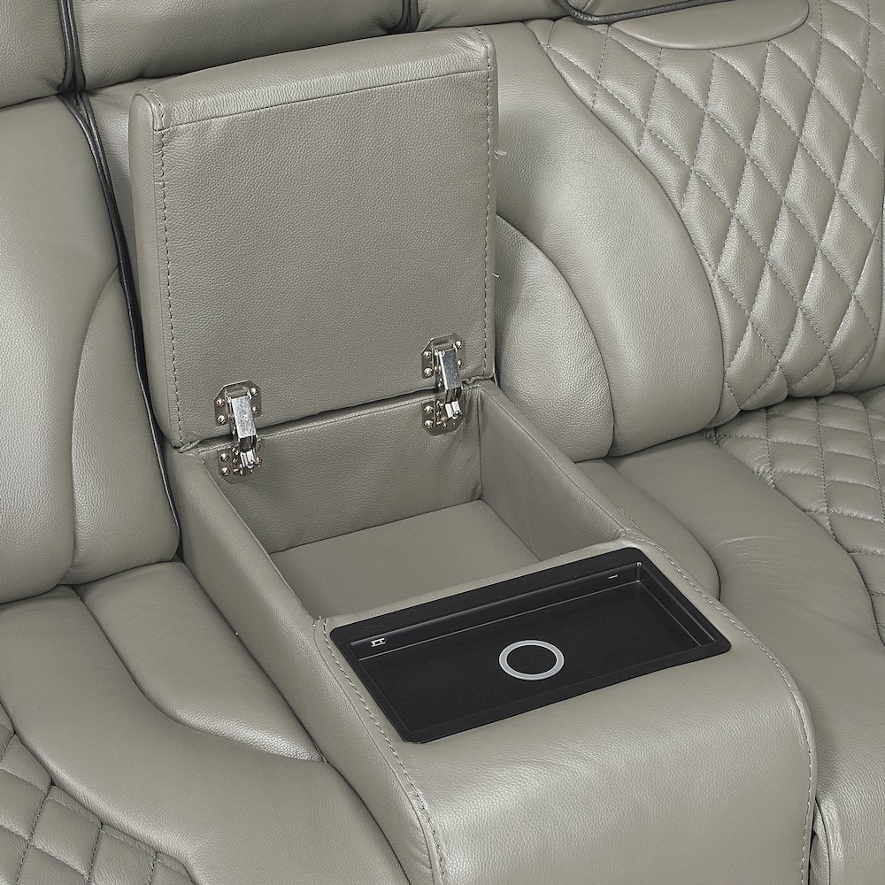Apex Leather 2pc Set: Sofa, Love in Gray