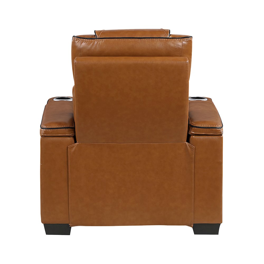 Apex Leather Power Reclining Chair with Air Massage and Heat in Brown