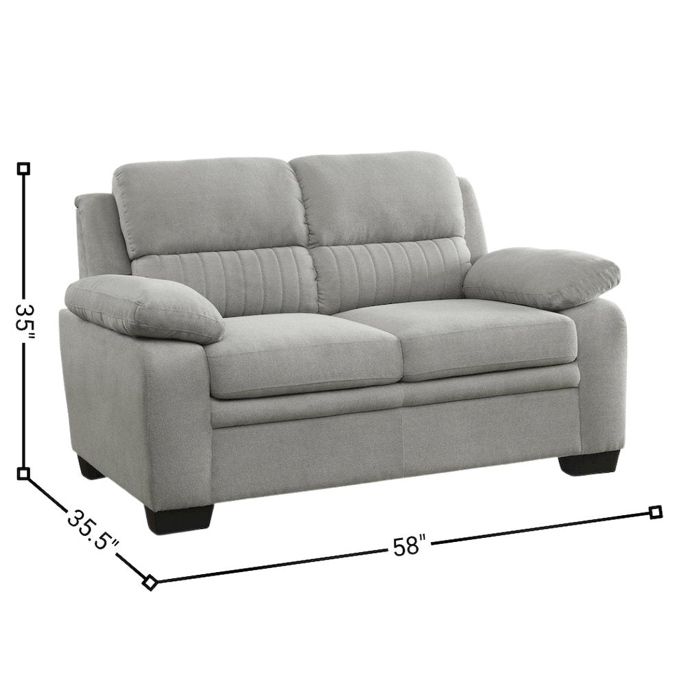 Gray Small Love Seat Couch with Textured Fabric for Living Room