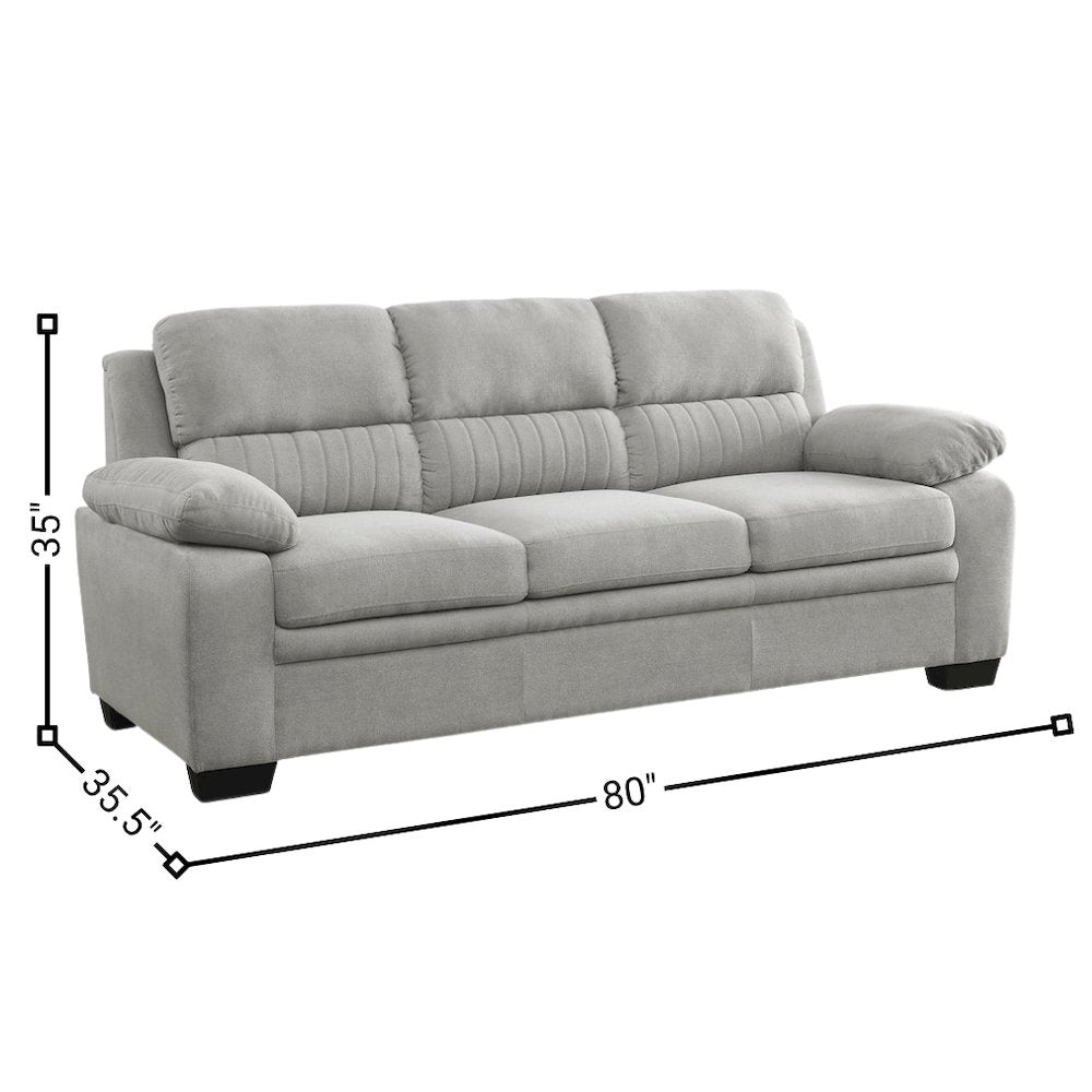 Gray Textured Fabric 3-Seater Couch Sofa Ideal for Living Room