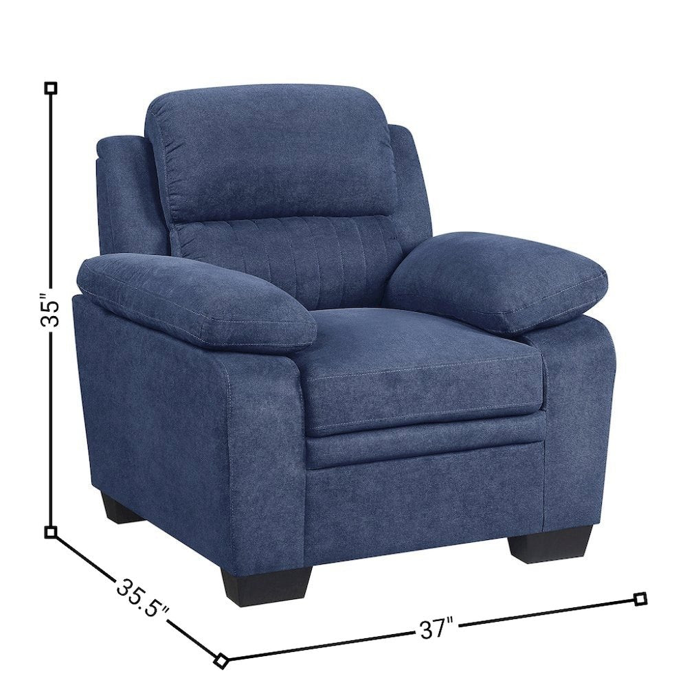 Blue Accent Arm Chair with Comfy Cushions for Living Room Seating