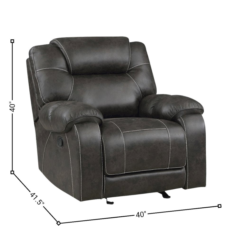 Chocolate Microfiber Manual Glider Recliner Chair with Plush Cushions