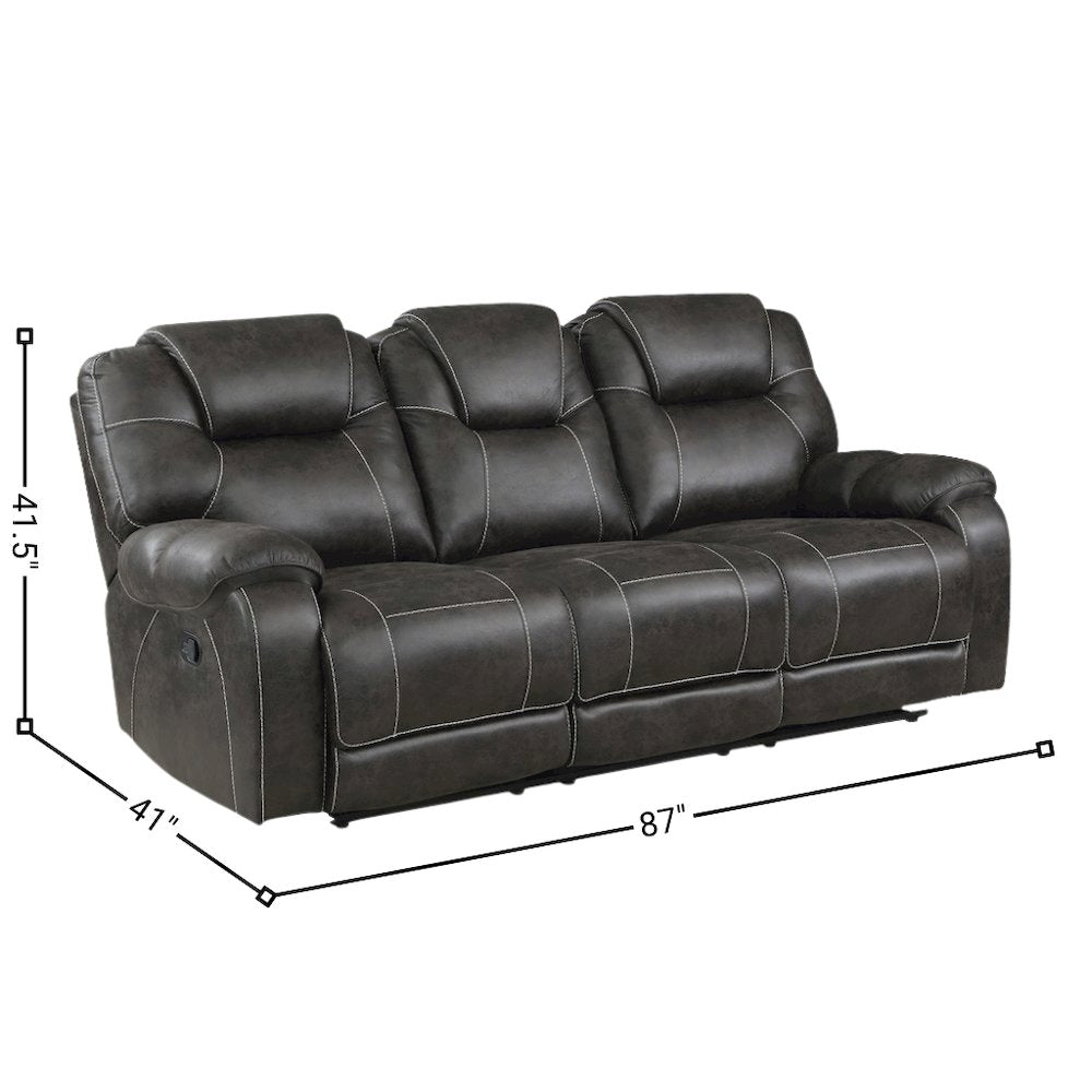 Chocolate Microfiber Double Reclining Sofa