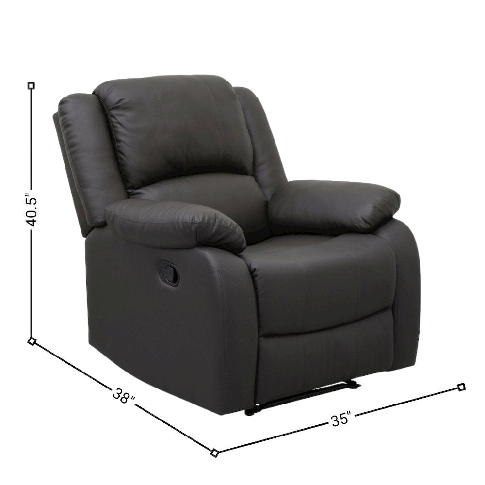 Dark Brown Manual Recliner, Plush Reclining Chair for Living Room Comfort