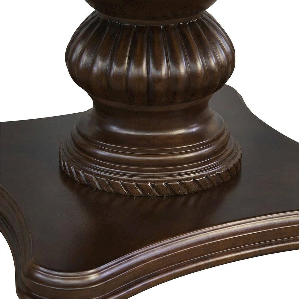 Walnut Veneer Round Pedestal Dining Table, Circle Kitchen Table, Brown Cherry