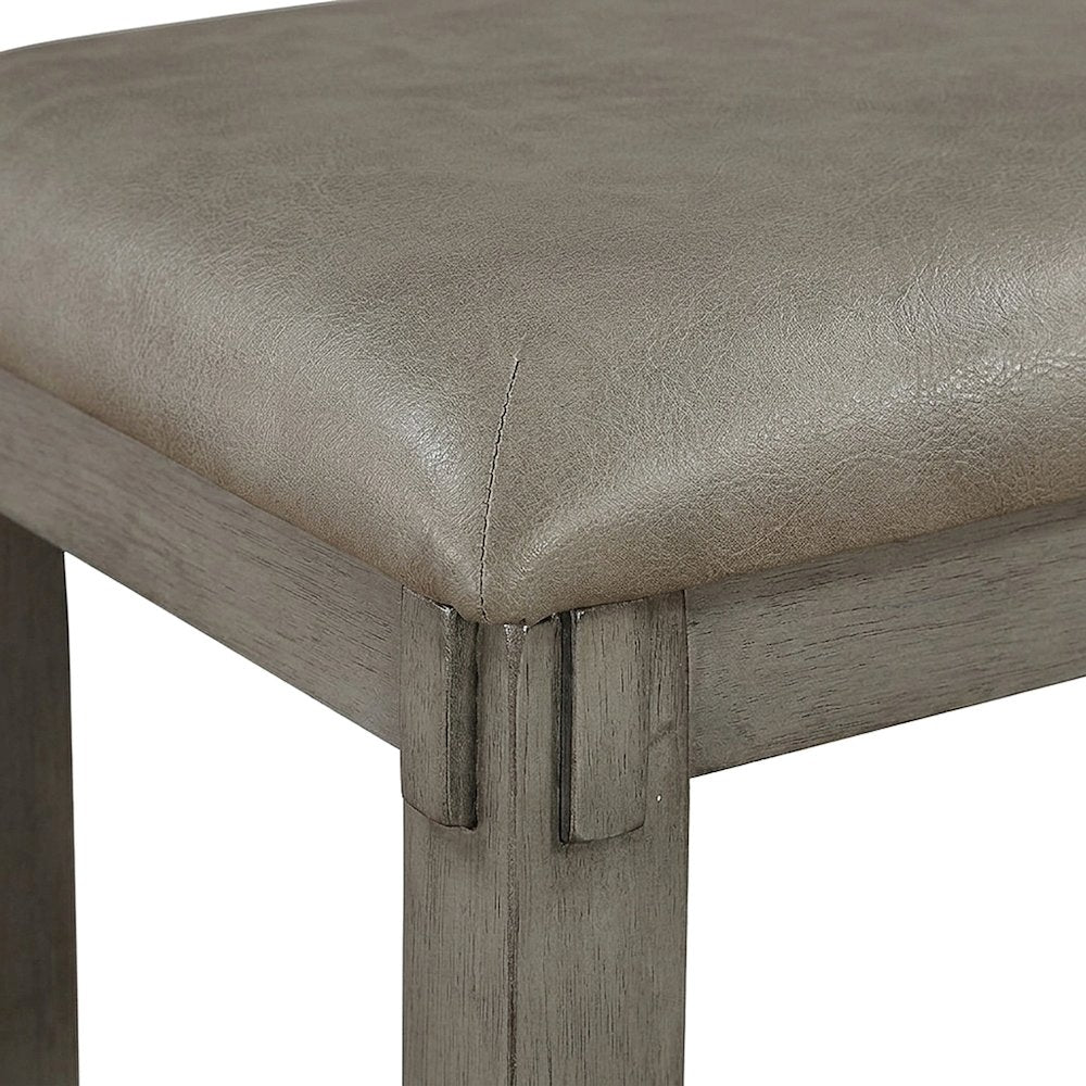 Wood Veneer Dining Table with Faux Leather Chairs 6 Piece Set, Gray