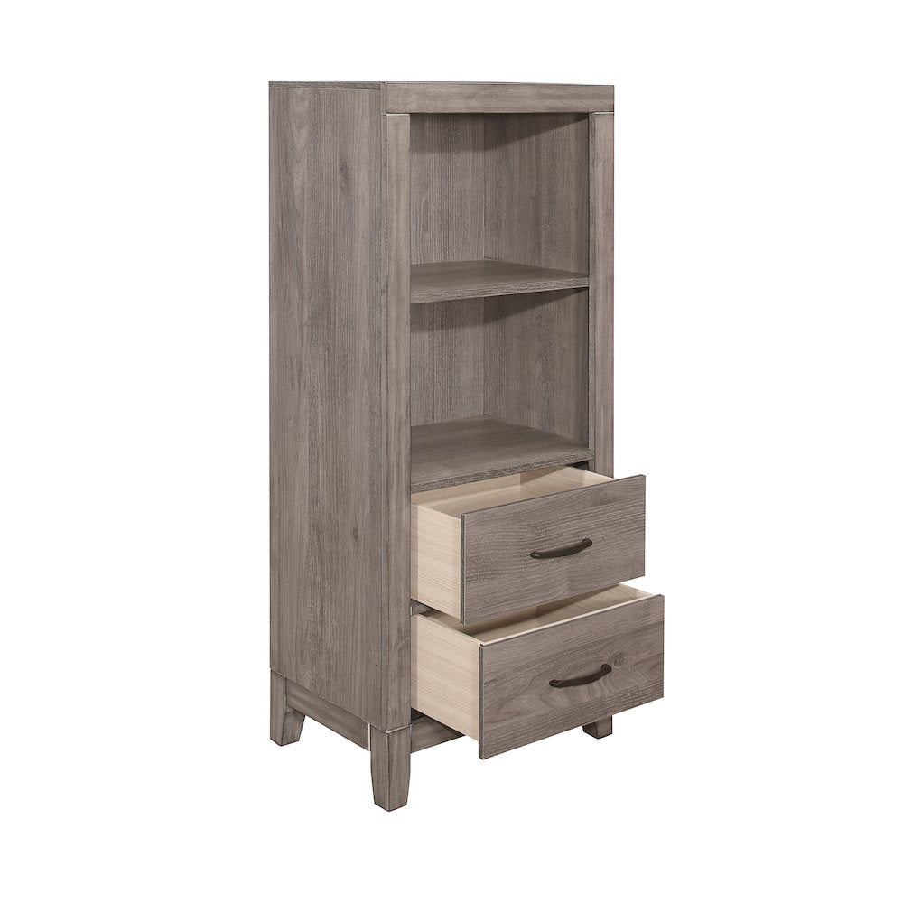 Woodrow Asian Hardwood Pier/Tower Nightstand in Gray