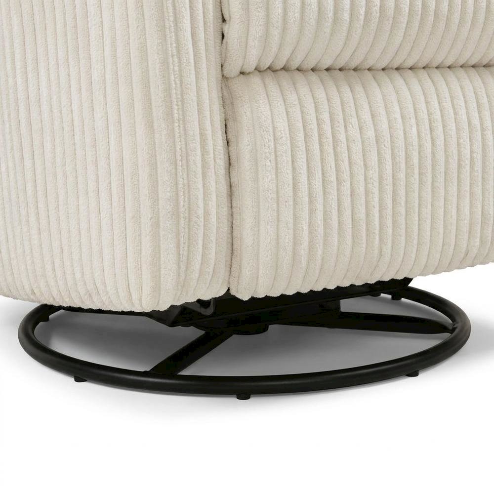Corduroy Swivel Glider Recliner Chair for Living Room or Nursery, Beige