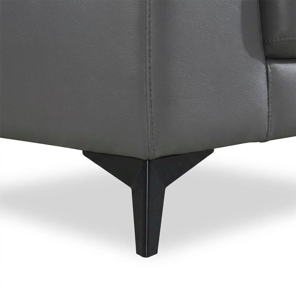 Mischa Leather Accent Chair with Padded Arms for Living Room, Dark Gray