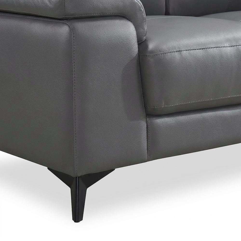 Mischa Leather Loveseat, Small Couch and Love Seat for Living Room, Dark Gray