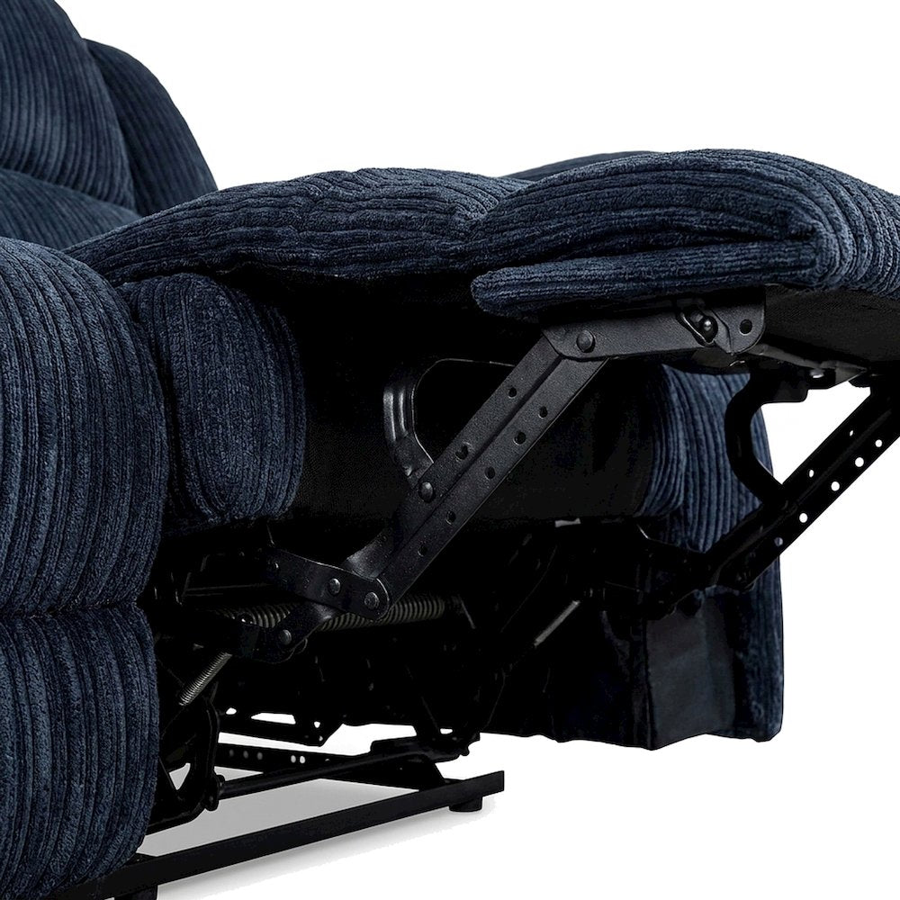 Corduroy-Upholstered Double Reclining Sofa and Loveseat Recliner Couch, Blue