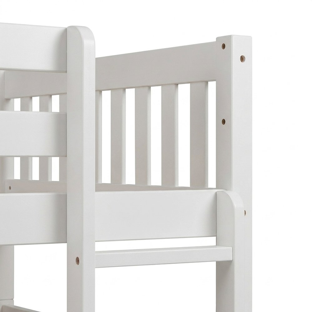 Galen Pine Twin Over Twin Bunk Beds for Kids with Two Storage Boxes, White