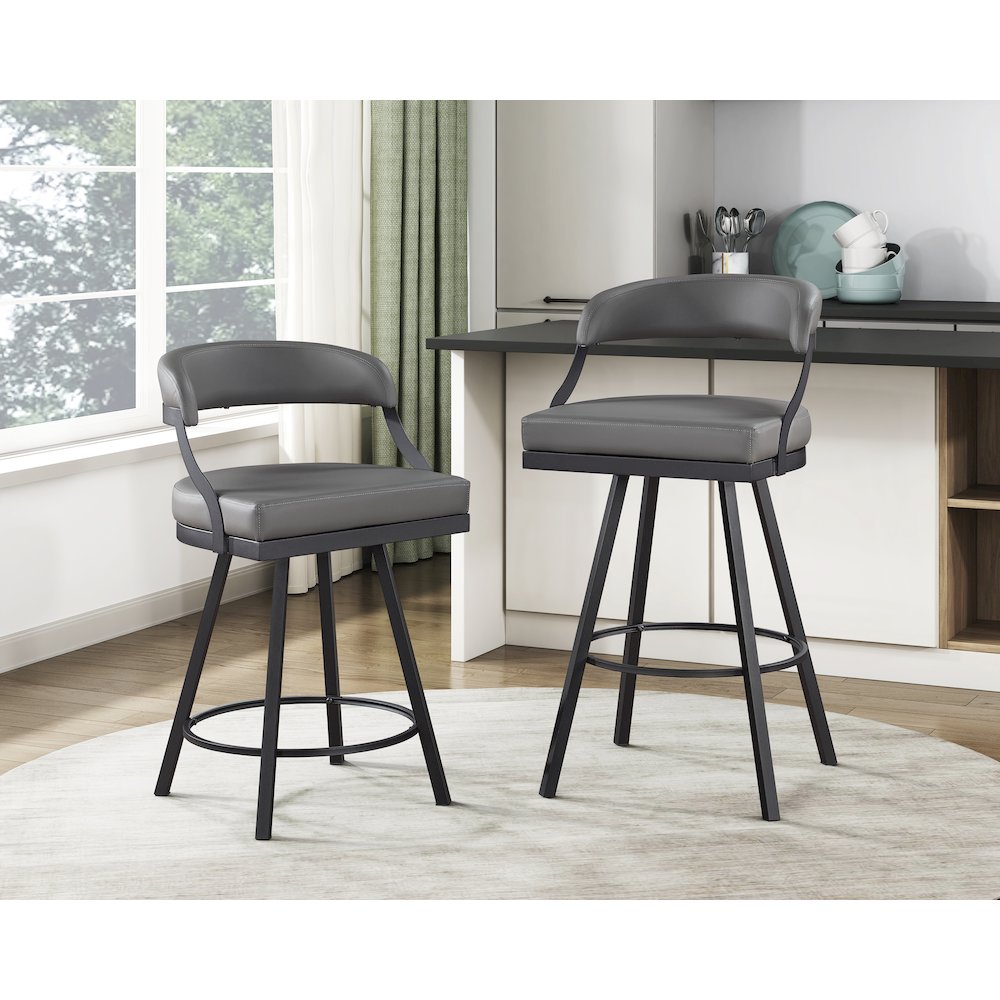 Crowley Faux leather Swivel Counter Height Chair in Gray