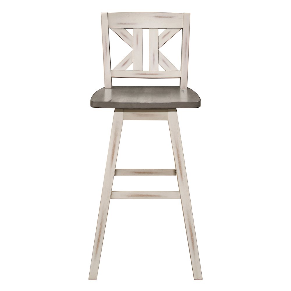 Amsonia Solid Wood Swivel Pub Height Chair, set of 2 in Gray and White