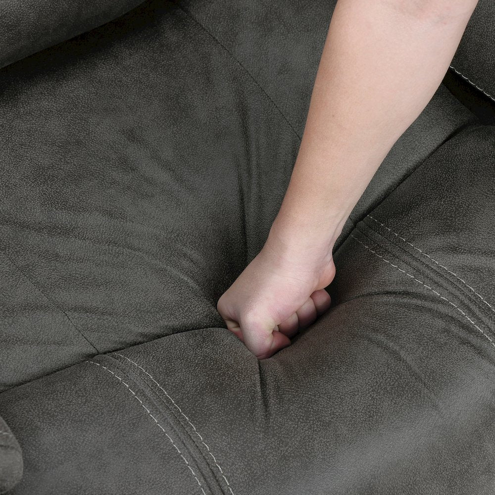 Oberon Microfiber 2pc Set: Sofa, Loveseat in Dark Gray