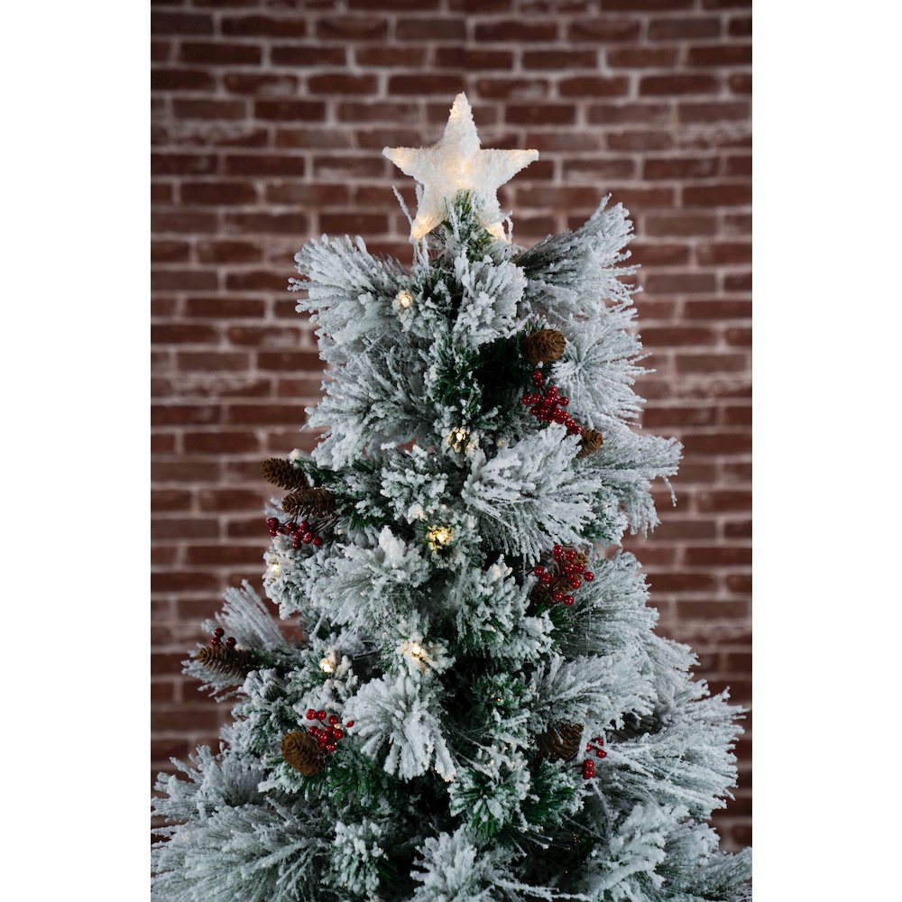 Christmas Tree Fiber Optic Snow with Cones & Berries