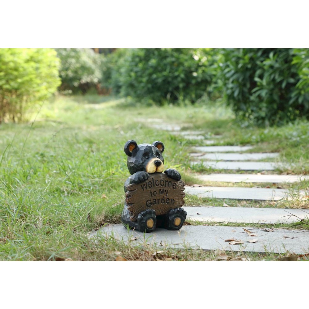 Bear Cub Holding Welcome Sign