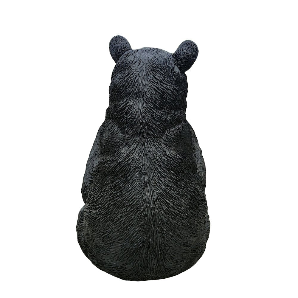 Onyx Guardian: Majestic Black Polyresin Sitting Bear Figurine
