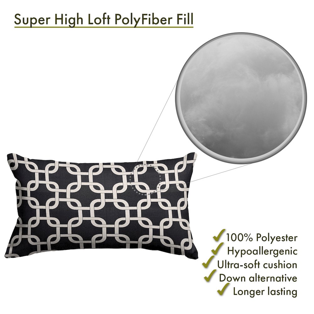 Majestic Home Goods Pillow 12x20 Links Black