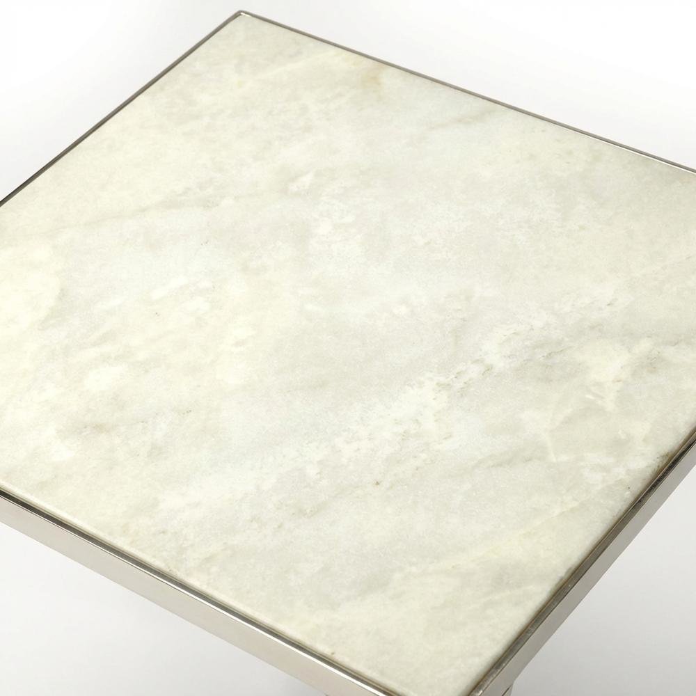 Square End Table with Marble Top, Modern Accent Side Table for Living Room