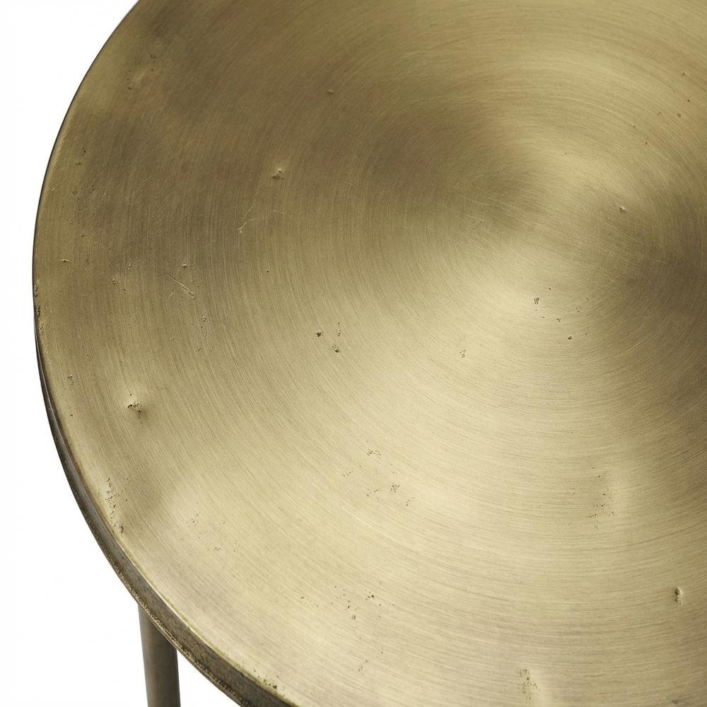 Round Industrial Side Table, Distressed Accent Table, Olive Ash