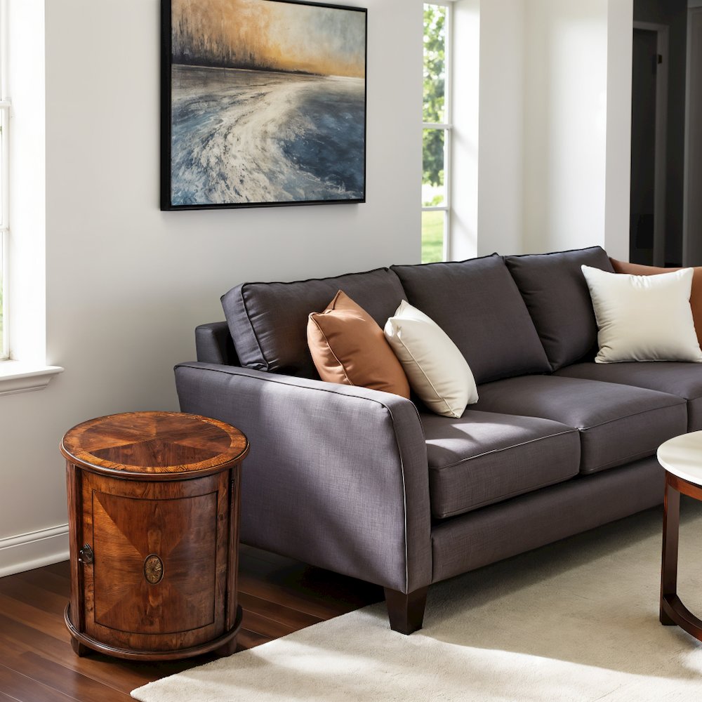 Medium Brown Modern End Table for Living Room with Wooden Veneer Finish