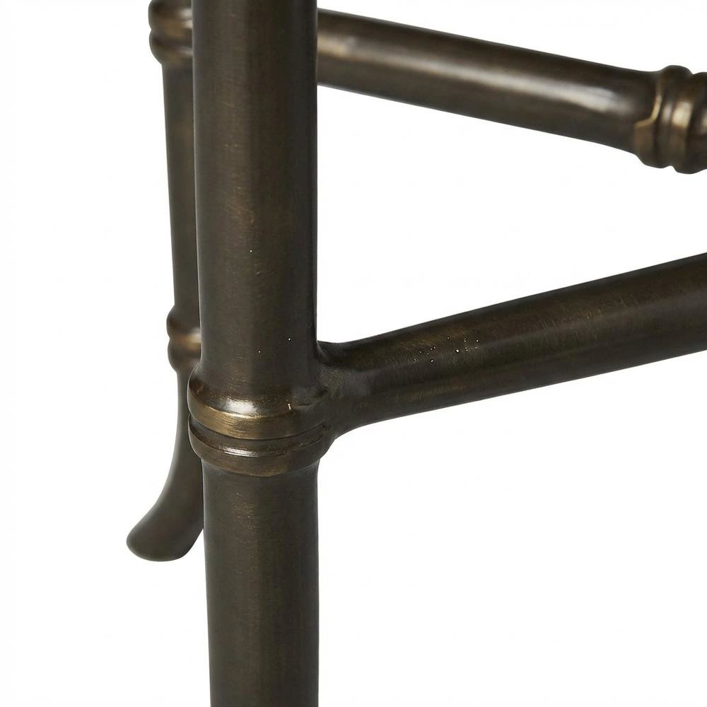 Distressed Tray Table, Transitional Metal Side Table for the Living Room, Brown