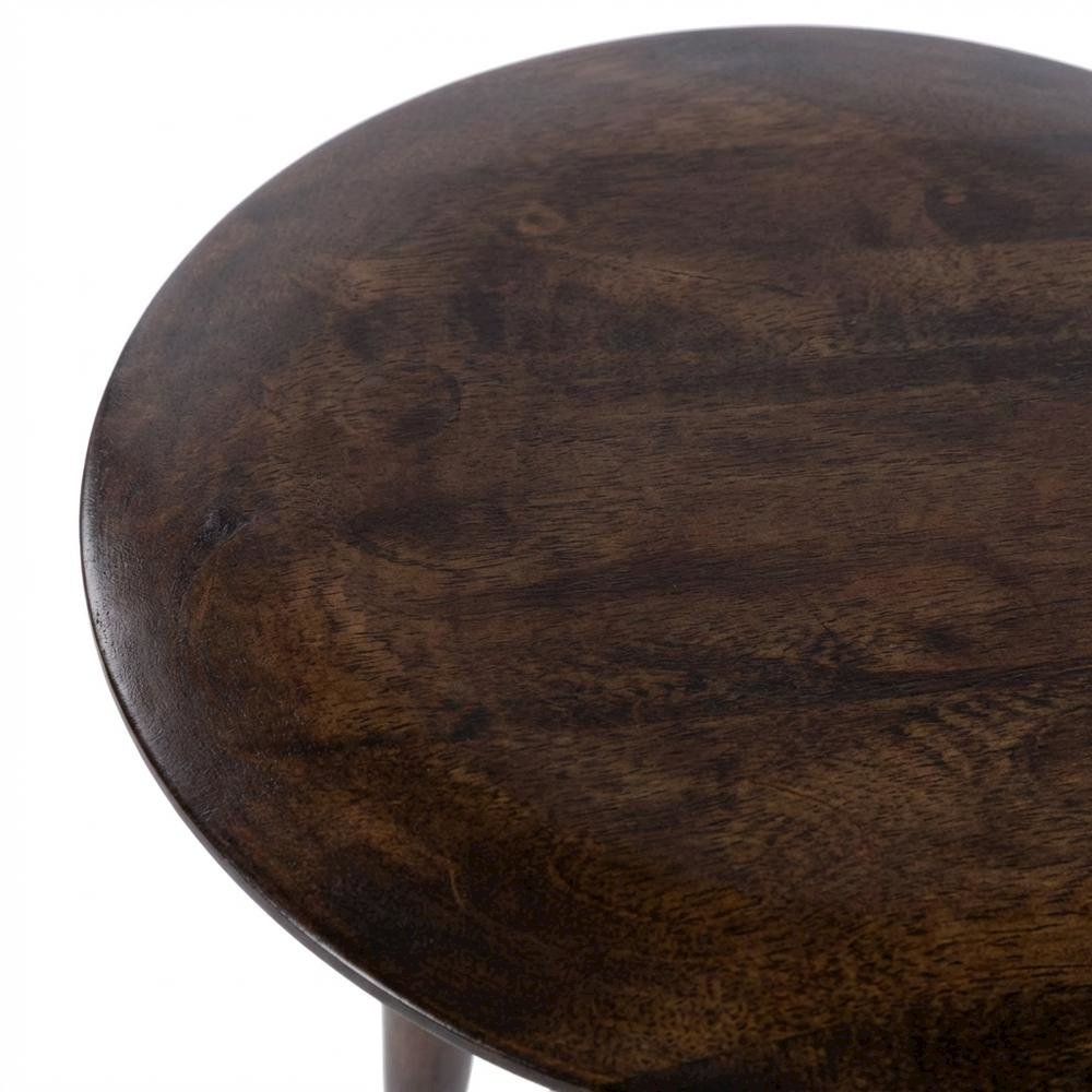 Round Wood Side Table – Small Round Nightstand in Brown Mango Finish