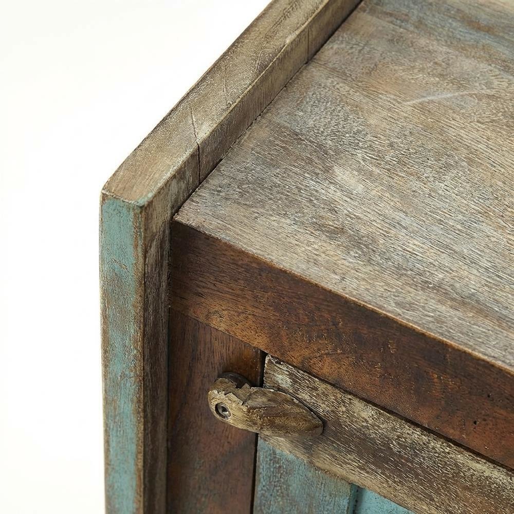 Coastal Distressed Wood Storage Cabinet, Accent Cabinet for Living Room