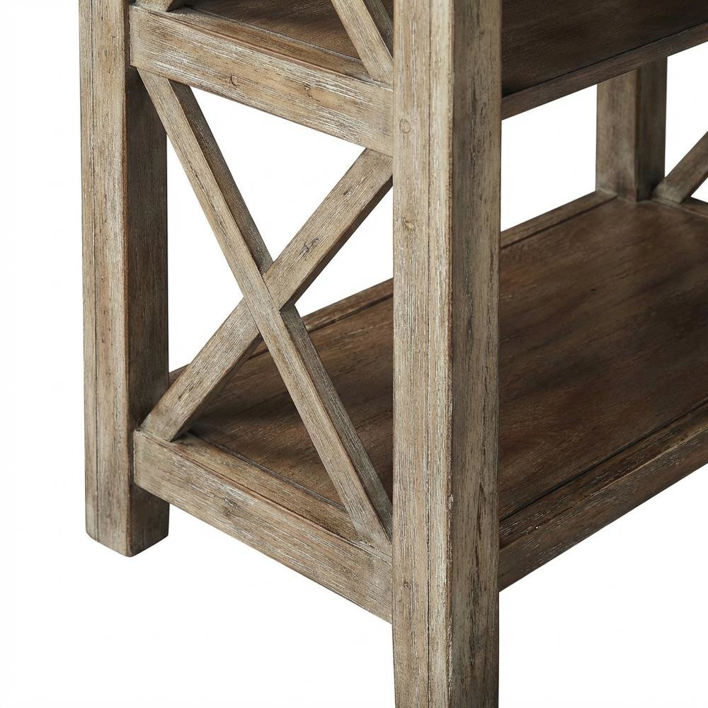 Transitional Distressed Bookcase, Wood Bookshelf for Living Room or Office