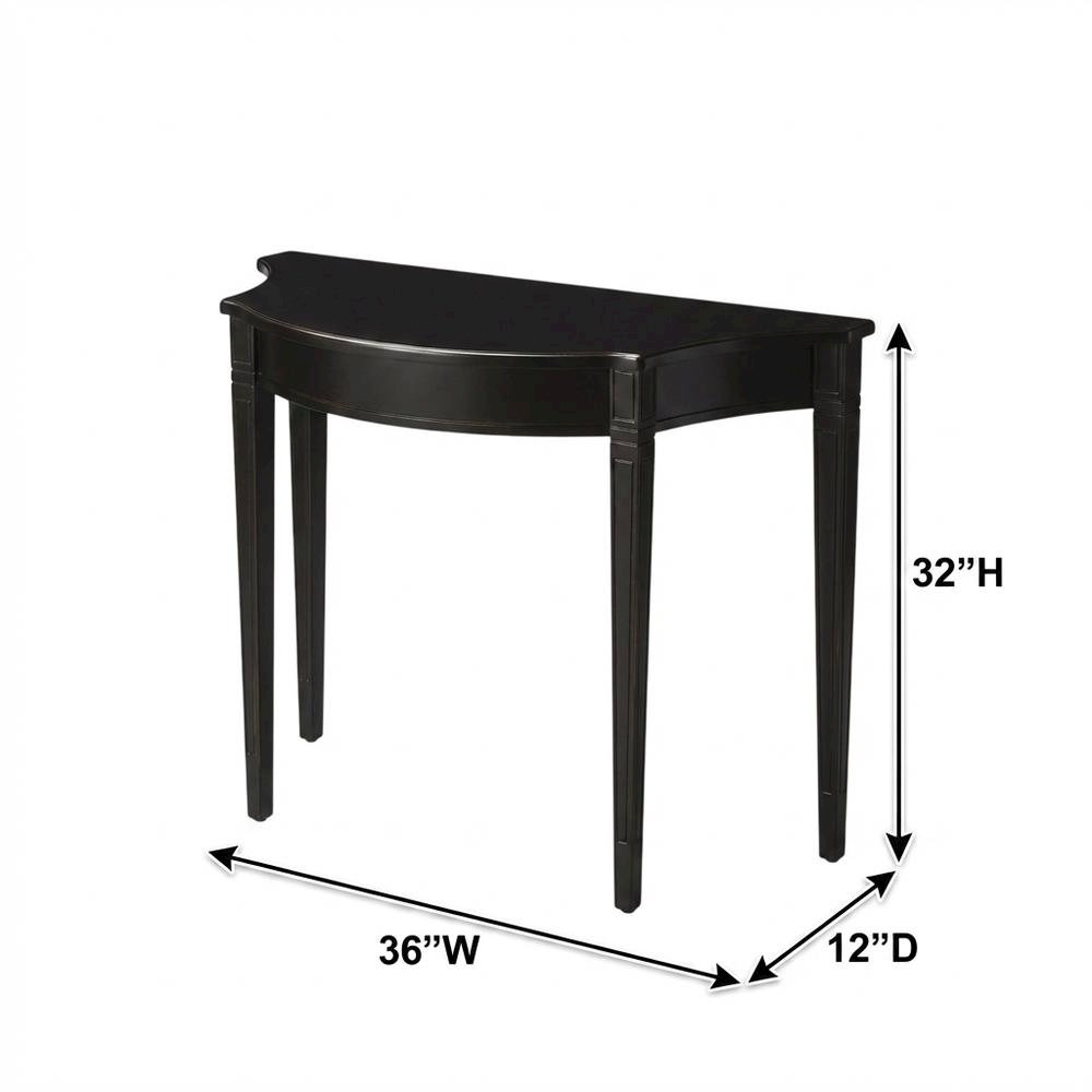 Demilune Console Table with Distressed Finish, Transitional Entryway Sofa Table