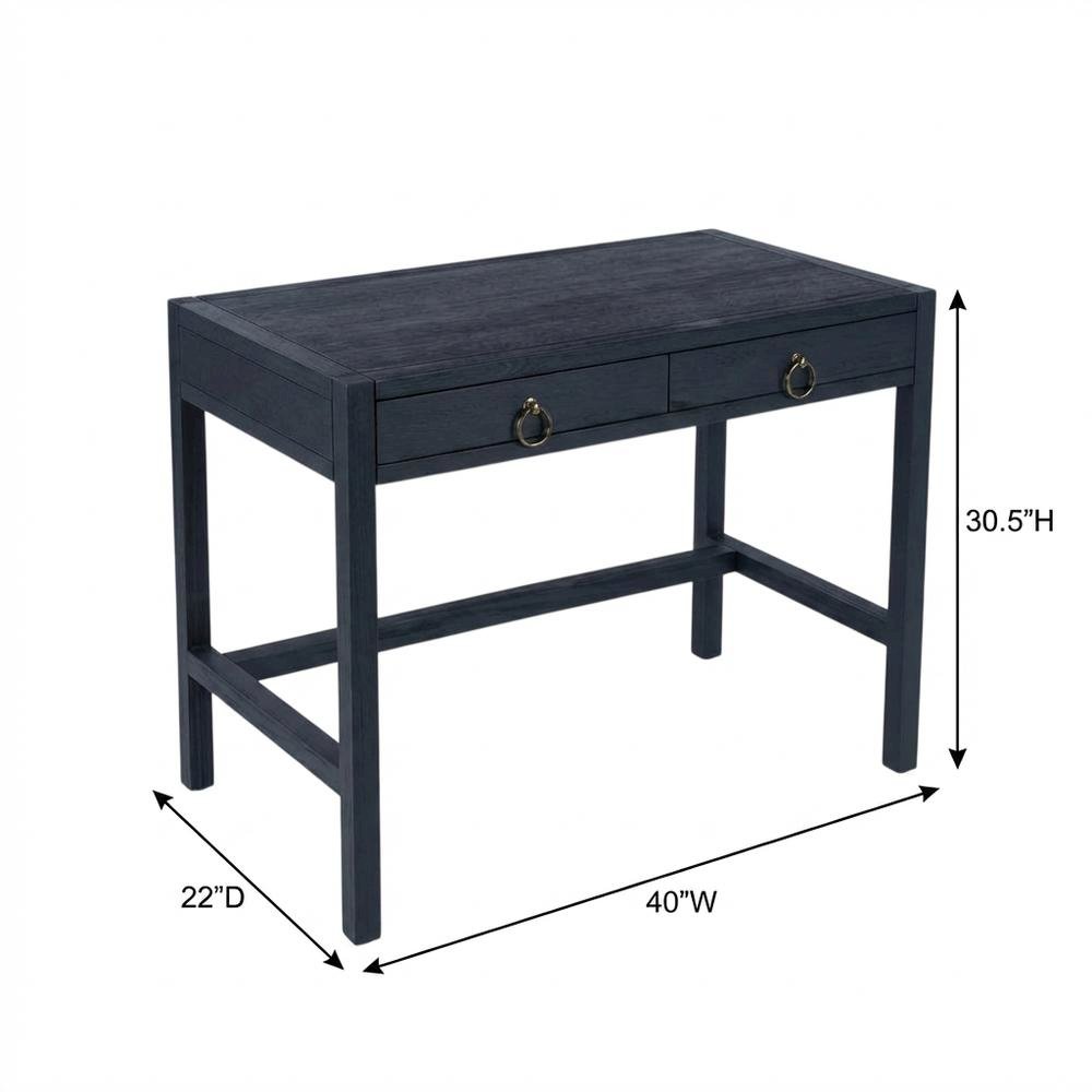 Transitional Writing Desk with 2 Drawers, Home Office Computer Workstation