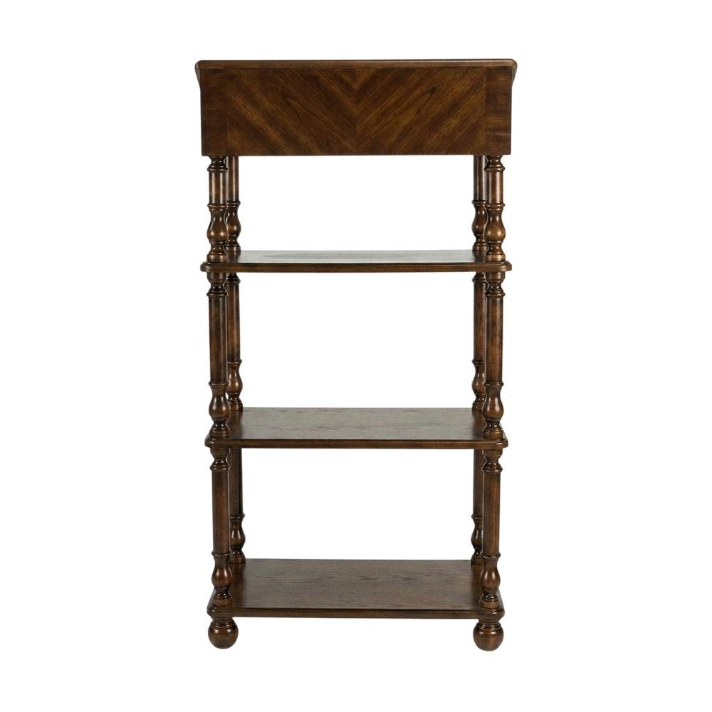 Traditional Library Stand with Storage, Wood Writing Desk, Vintage Oak