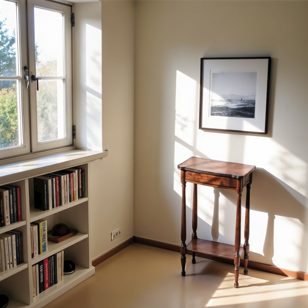Medium Brown Narrow Console Table for Living Room and Entryway Spaces