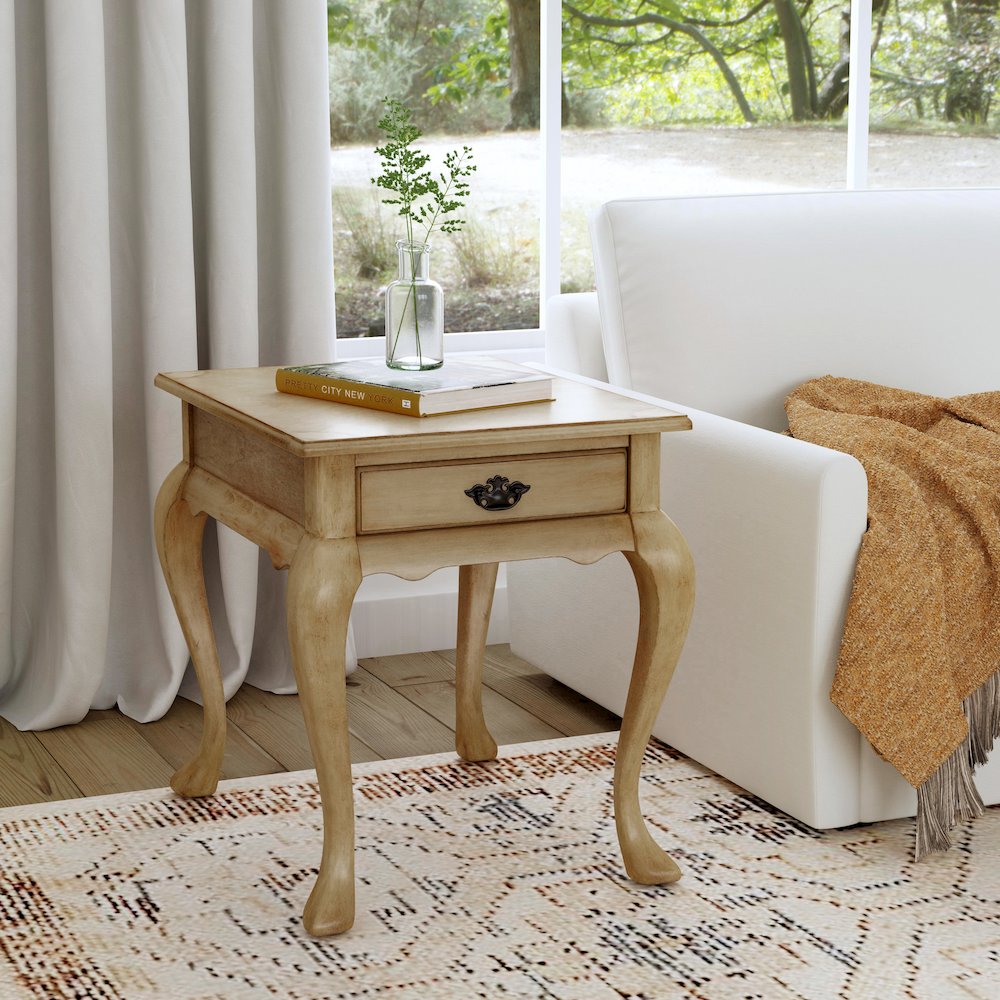 Grace 1-Drawer End Table, Beige