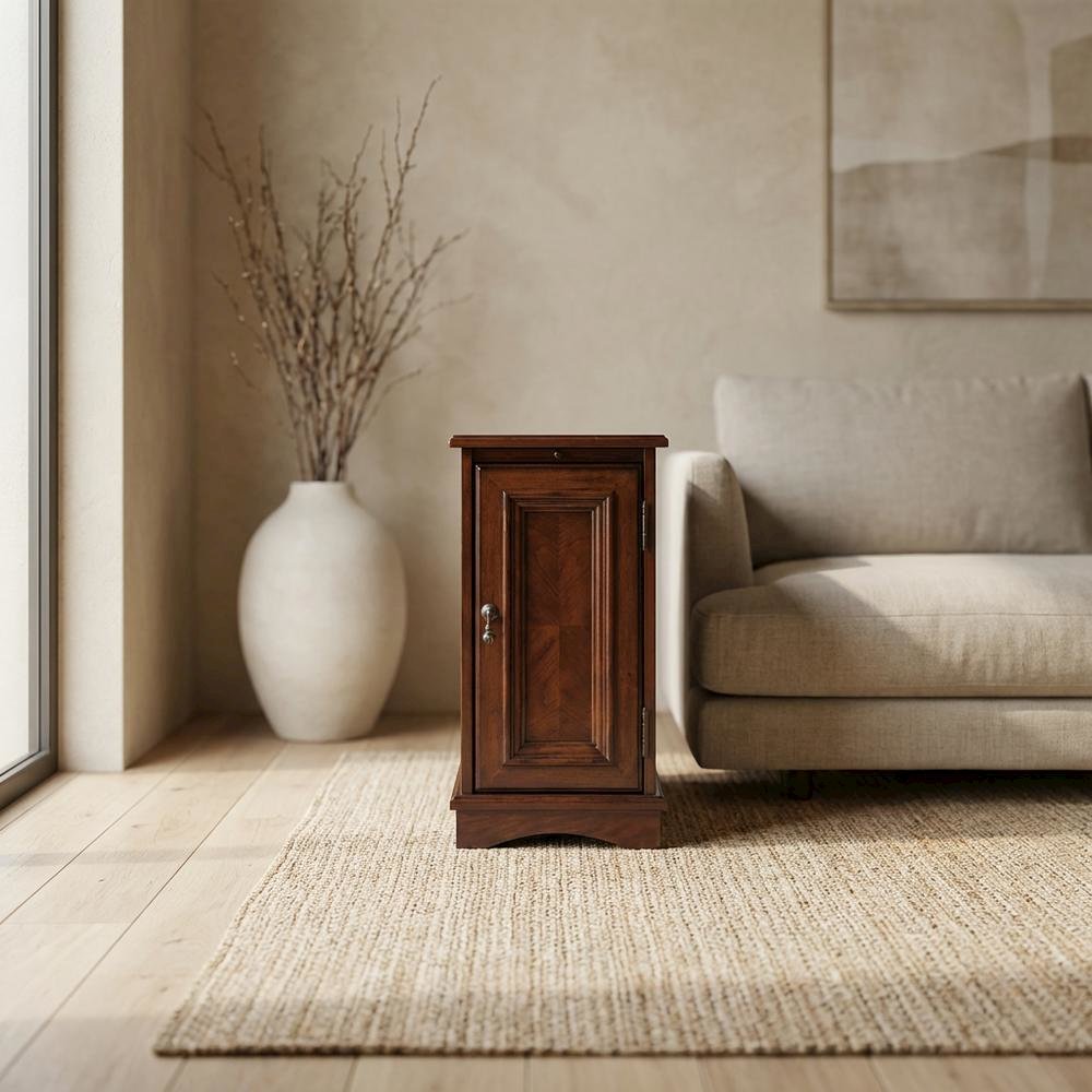 Transitional Chairside Chest with Storage, Accent Cabinet, Cherry
