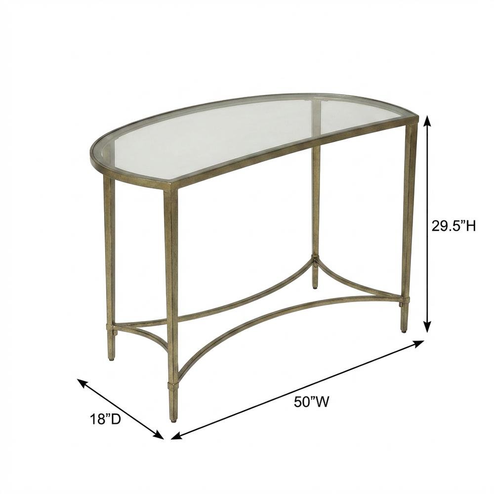 Demilune Console Table with Glass Top, Modern Contemporary Entryway Accent Table